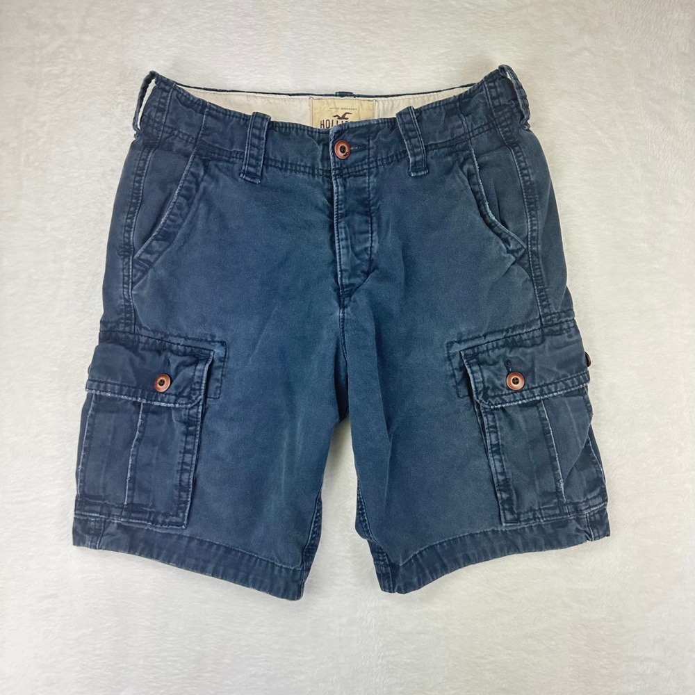 Hollister Cargo Shorts‎ Mens 30 Navy Blue Utility Regular Fit 100% Cotton